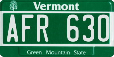 VT license plate AFR630