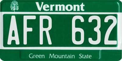 VT license plate AFR632