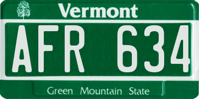 VT license plate AFR634