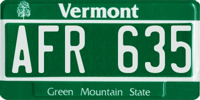 VT license plate AFR635