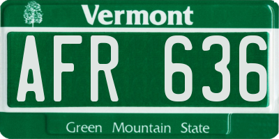 VT license plate AFR636