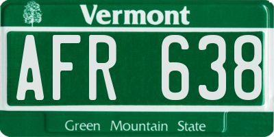 VT license plate AFR638