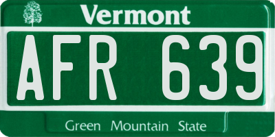 VT license plate AFR639