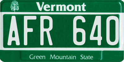 VT license plate AFR640