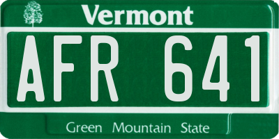 VT license plate AFR641