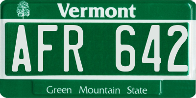 VT license plate AFR642