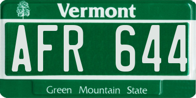 VT license plate AFR644