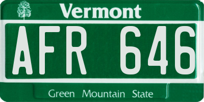 VT license plate AFR646