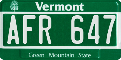 VT license plate AFR647
