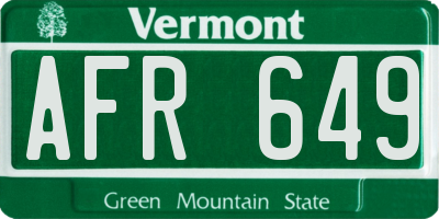 VT license plate AFR649