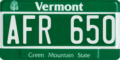 VT license plate AFR650