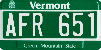 VT license plate AFR651