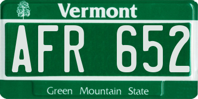 VT license plate AFR652