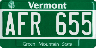 VT license plate AFR655