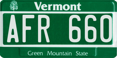 VT license plate AFR660