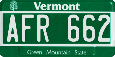 VT license plate AFR662