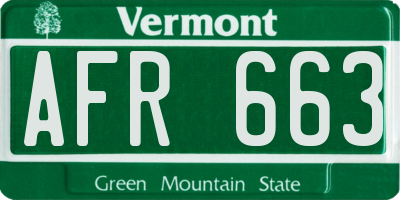VT license plate AFR663