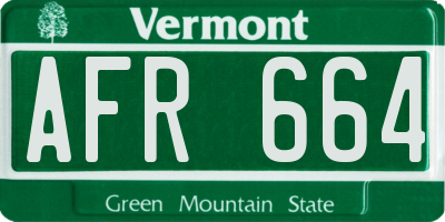 VT license plate AFR664