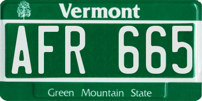 VT license plate AFR665