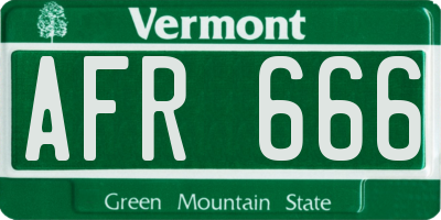 VT license plate AFR666