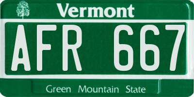 VT license plate AFR667