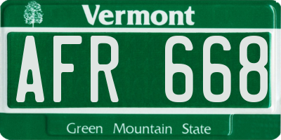 VT license plate AFR668