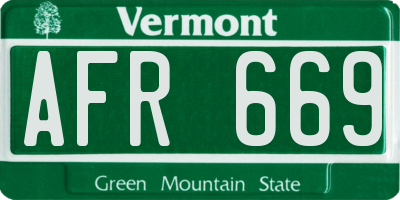 VT license plate AFR669