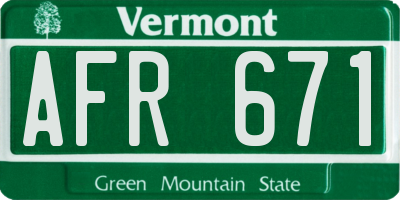 VT license plate AFR671
