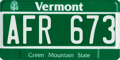 VT license plate AFR673