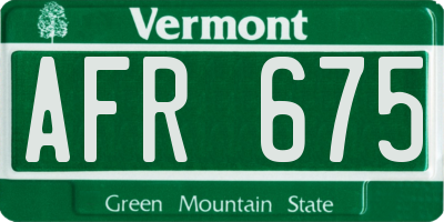VT license plate AFR675