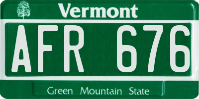VT license plate AFR676