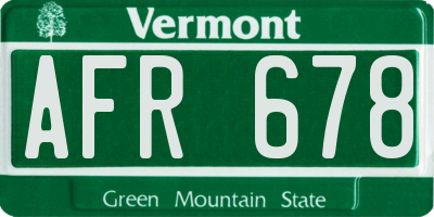 VT license plate AFR678