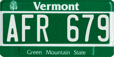 VT license plate AFR679