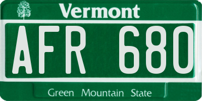 VT license plate AFR680