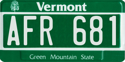 VT license plate AFR681