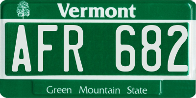 VT license plate AFR682