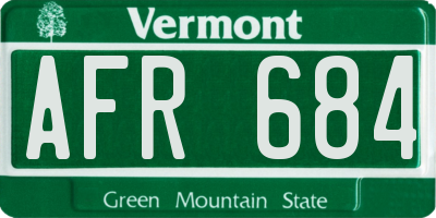 VT license plate AFR684