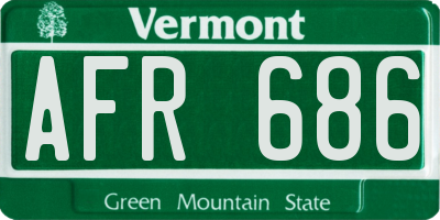 VT license plate AFR686