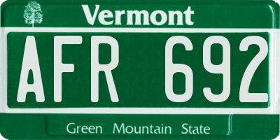 VT license plate AFR692