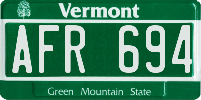 VT license plate AFR694