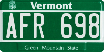 VT license plate AFR698