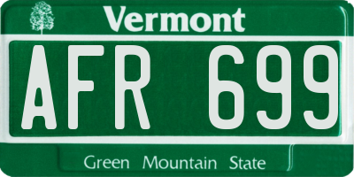 VT license plate AFR699