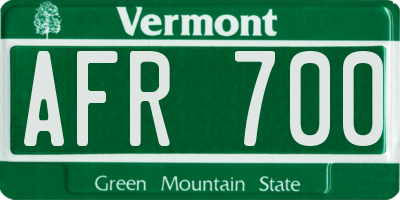 VT license plate AFR700