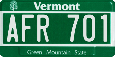 VT license plate AFR701