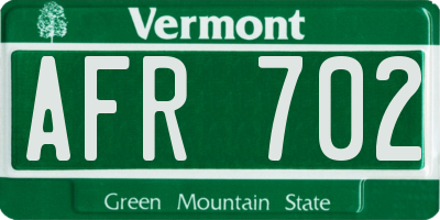 VT license plate AFR702