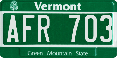 VT license plate AFR703