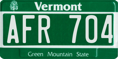 VT license plate AFR704