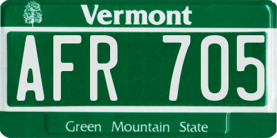 VT license plate AFR705