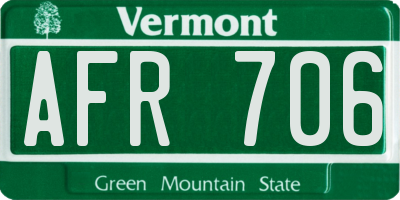 VT license plate AFR706