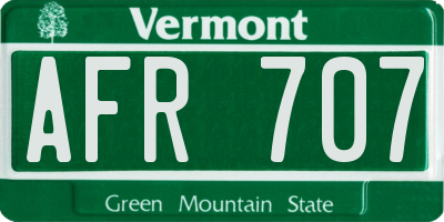 VT license plate AFR707